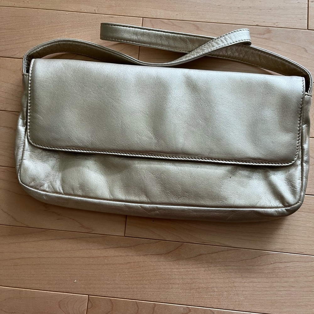 BROWN Gold Leather Shoulder Bag